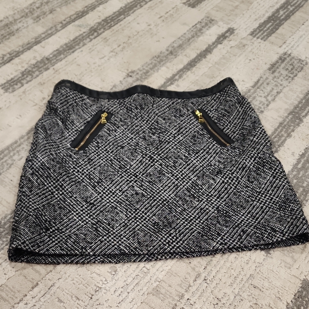 Express Black and Gray Tweed Midi Skirt